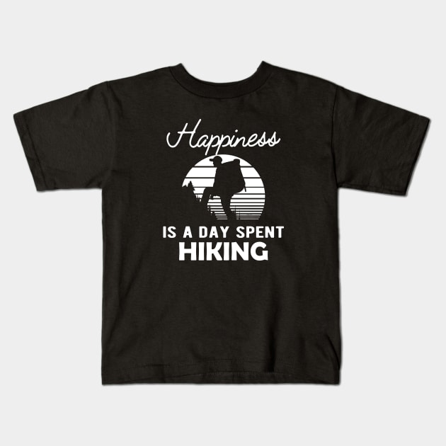Hiker - Happiness is a day spent hiking Kids T-Shirt by KC Happy Shop
